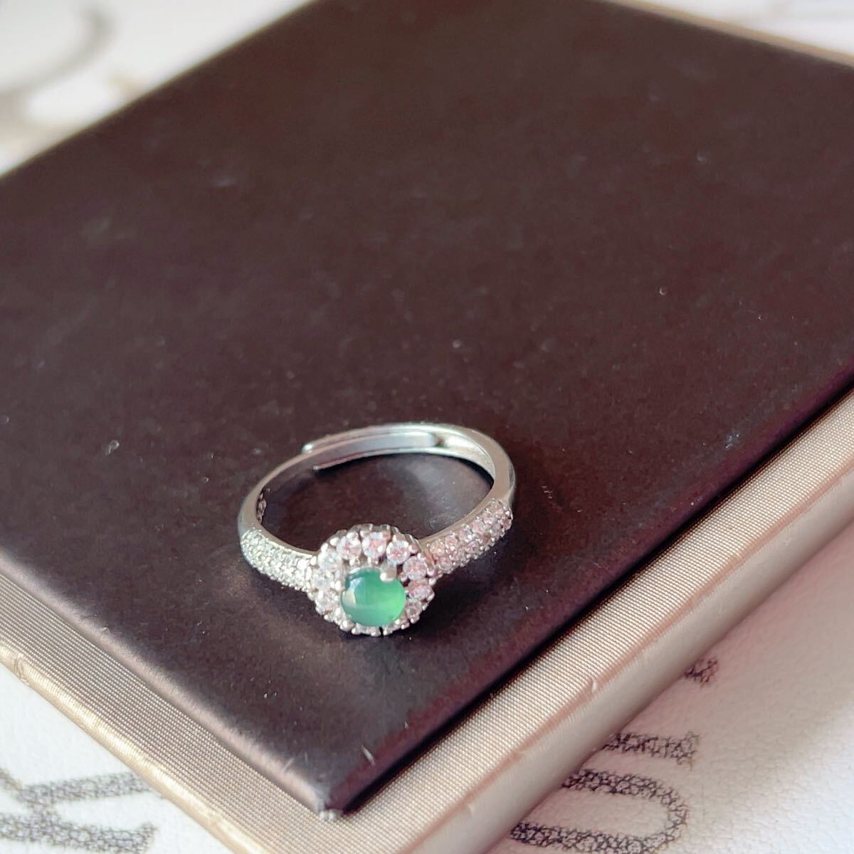 ◇s925銀印字◇ジェイド(本翡翠)◇指輪◇リング◇フリーサイズ◇天然石◇パワーストーン◇巾着袋つき◇プレゼントにも034R257_画像5