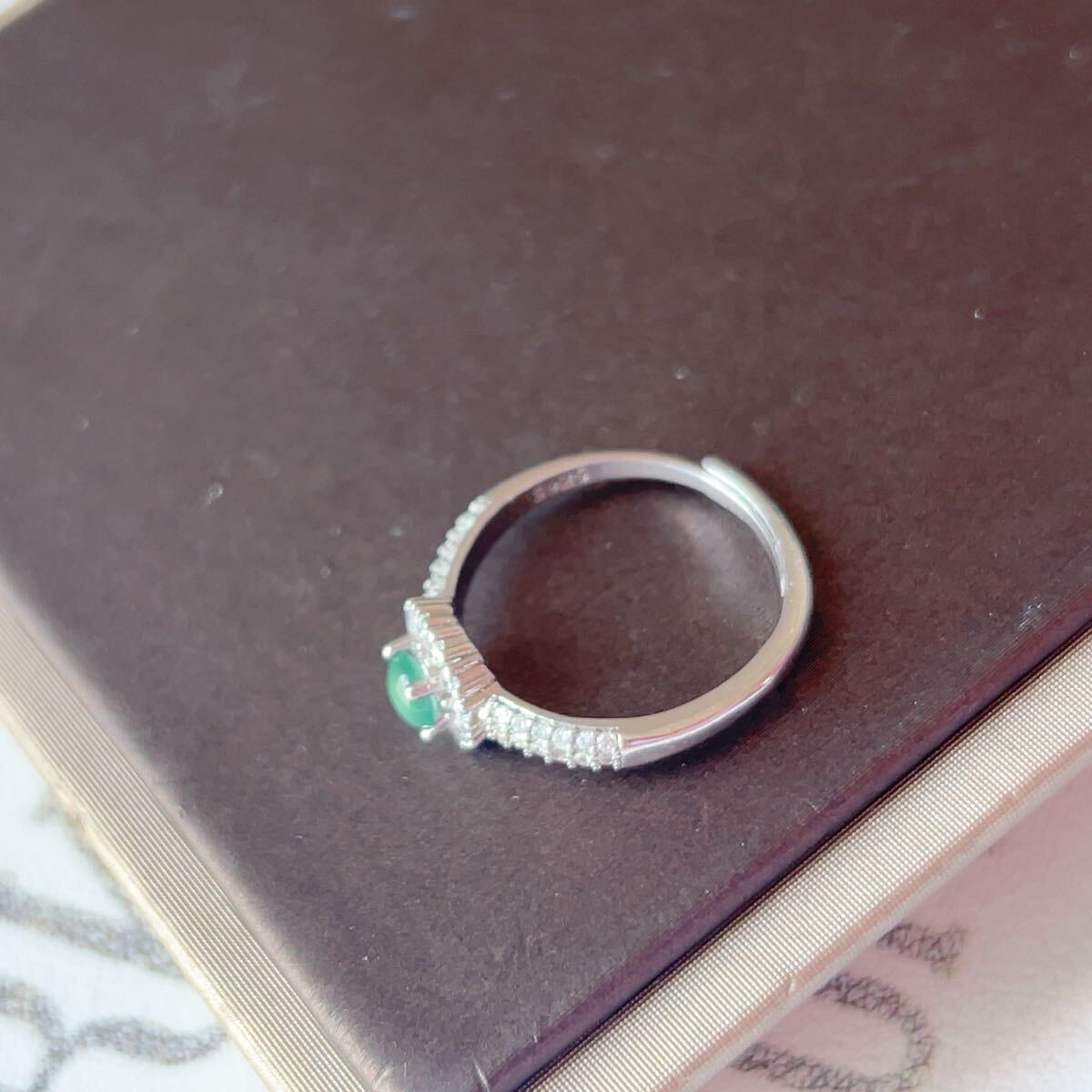 ◇s925銀印字◇ジェイド(本翡翠)◇指輪◇リング◇フリーサイズ◇天然石◇パワーストーン◇巾着袋つき◇プレゼントにも034R257_画像6