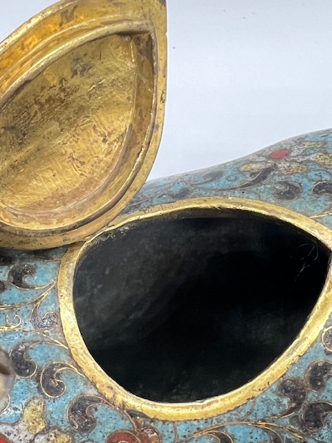 K6298□ 中国美術 古金銅 香炉 煎茶道具 無銘 七宝焼? 骨董 古 K6298□ 中国美術 古金銅 香炉 煎茶道具 無銘 七宝焼? 骨董 古