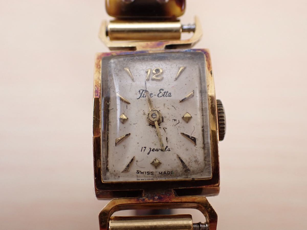 Fine etta 18K 0.750 金無垢 レディース 手巻き腕時計 不動品 Fine etta 18K 0.750 金無垢 レディース 手巻き腕時計 不動品