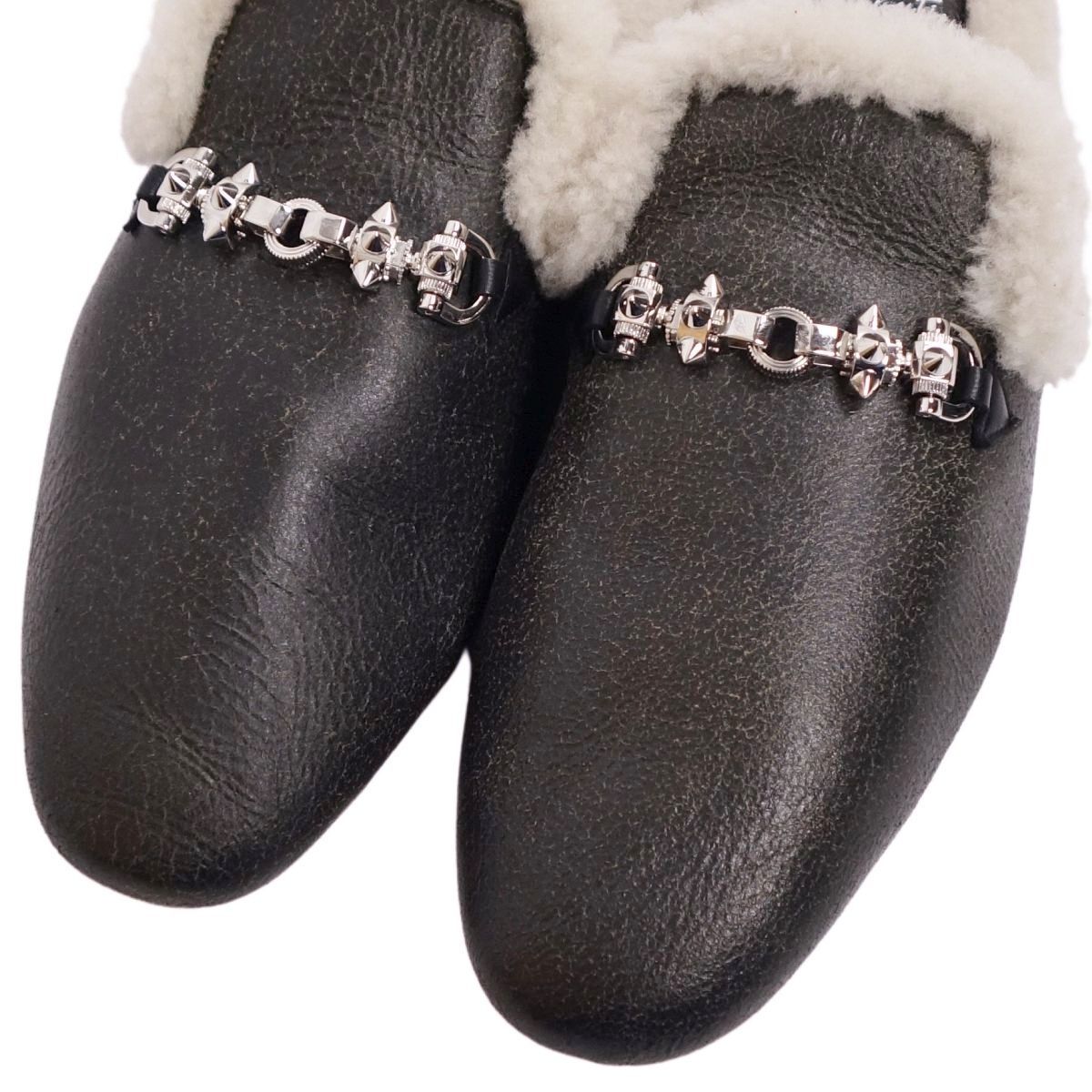 未使用 クリスチャンルブタン Christian Louboutin スリッパ サンダル ムートン シューズ 靴 メンズ 41.5(26.5cm) 黒 ce01mm-rm08e28609