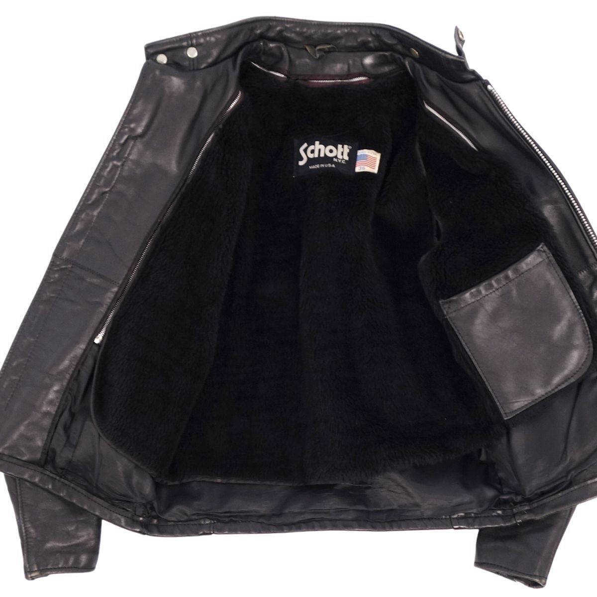 美品 ショット Schott ジャケット 641SP レザージャケット ライダース ライナー付き アウター メンズ 36(S相當(dāng))ブラック ce01ob-rm10e28741