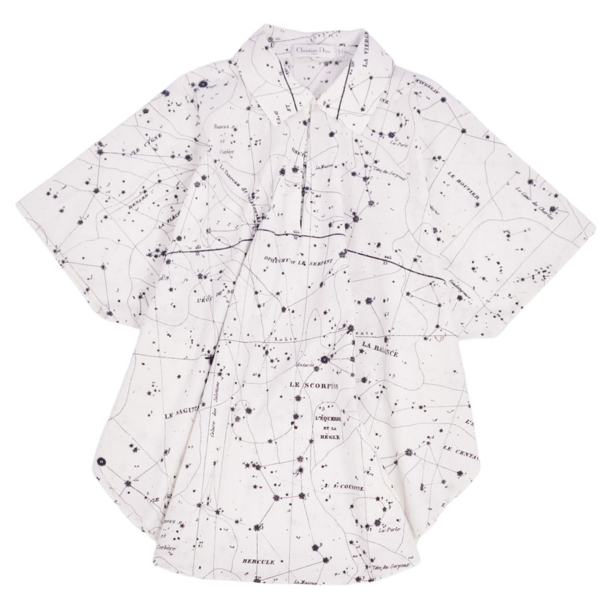 美品 クリスチャンディオール Christian Dior シャツ 2021 ブラウス ゾディアック トップス レディース I42 ホワイト ce01do-rm08e28902