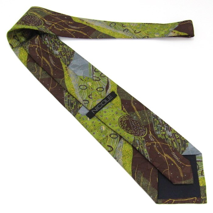 ニコル ブランド ネクタイ 総柄 ドット パネル柄 幾何学模様 シルク PO メンズ ブラウン NICOLE_画像3