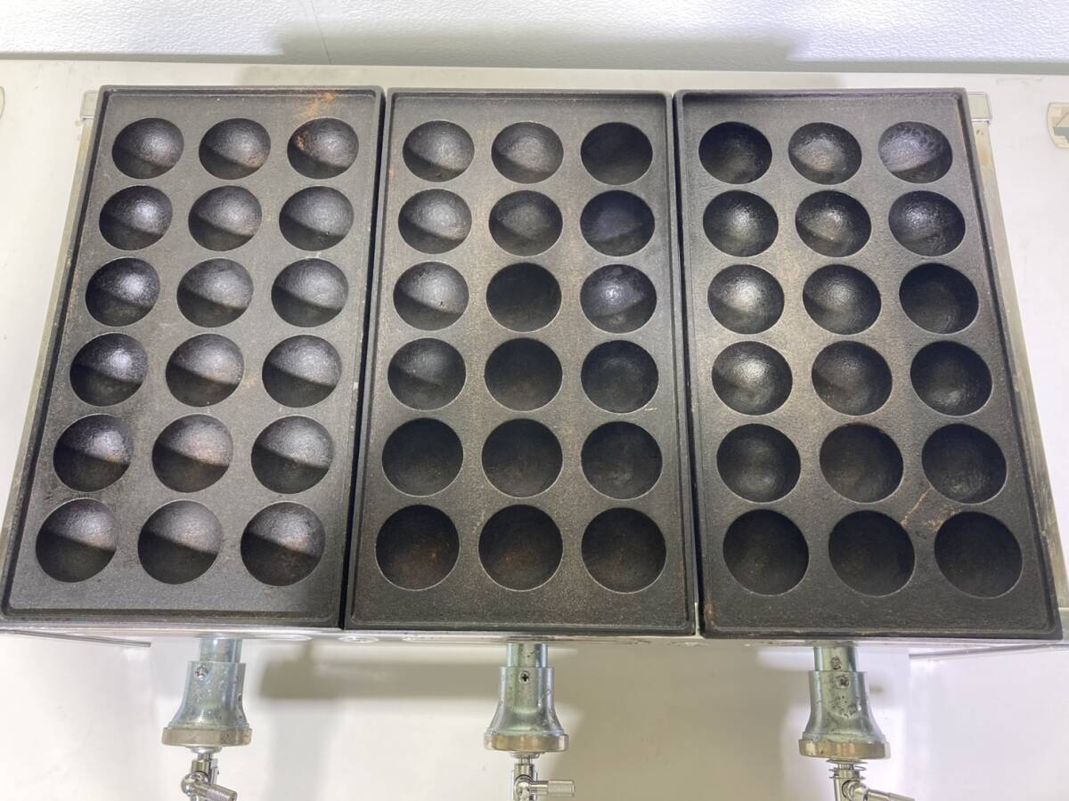 Y-30　たこ焼き器　タコ焼き器　18穴3連　54穴　業(yè)務(wù)用　都市ガス　W600×D480×H200　お祭り　屋臺【廚房市場八尾店】