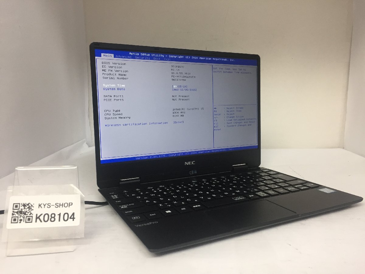  Junk / NEC PC-VRT13HGG9VE4 Intel Core i5-8200Y память 8.19GB хранение нет [K08104]
