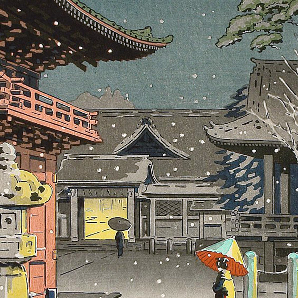 土屋光逸 版画 根津神社 昭和九年 39x26cm 原寸サイズ 複製 ◇新 土屋光逸 版画 根津神社 昭和九年 39x26cm 原寸サイズ 複製 ◇新
