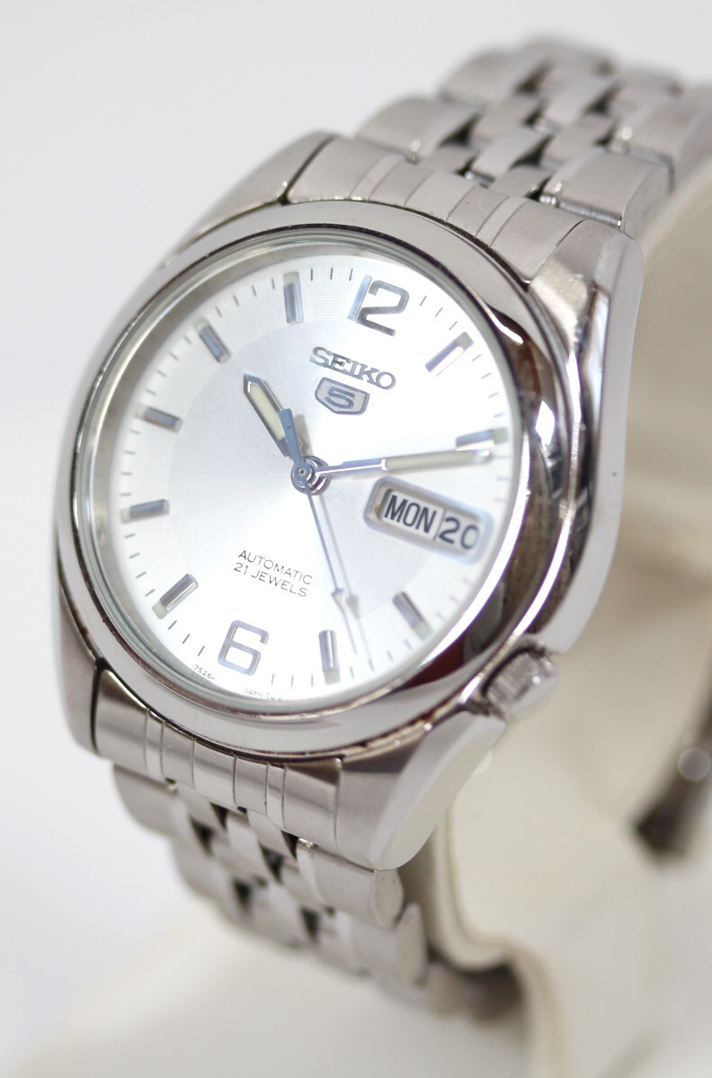 Y6667#◆中古品◆SEIKO セイコー5 21石 裏スケ デイデイト 7526-01V0_画像3