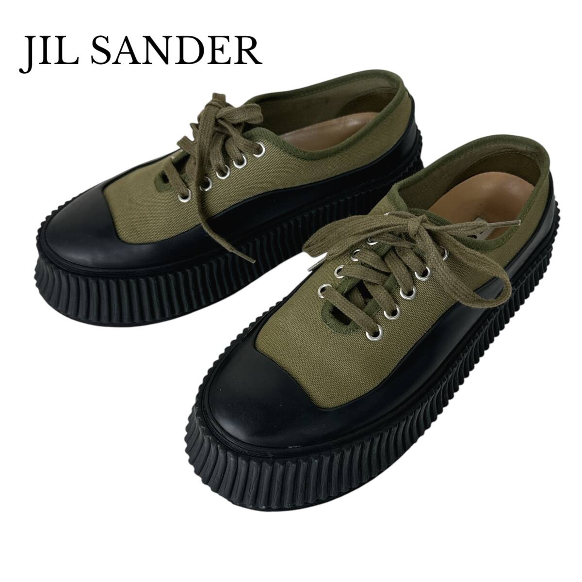 JIL SANDER ジルサンダー スニーカー キャンバス ラバー カーキ JIL SANDER ジルサンダー スニーカー キャンバス ラバー カーキ
