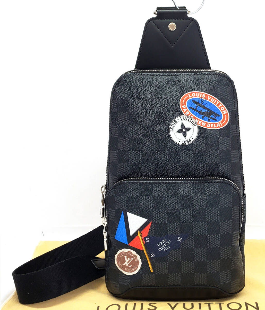 S070◆未使用【ルイヴィトン】アヴェニュー スリングバッグ グラフィット N41056◆トラベルステッカー ボディバッグ