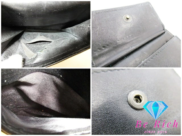 ボッテガ ヴェネタ BOTTEGA VENETA 二つ折り財(cái)布 193642 イントレチャート レザー 黒 ブラック ロゴ ミディアム 【中古】bs3699