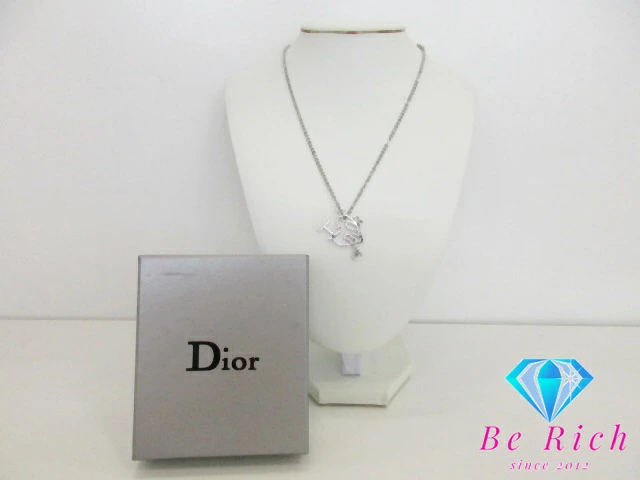  Christian Dior Christian Dior Islay b Dior в форме сердечка колье подвеска серебряный металлизированный [ б/у ] ba3092