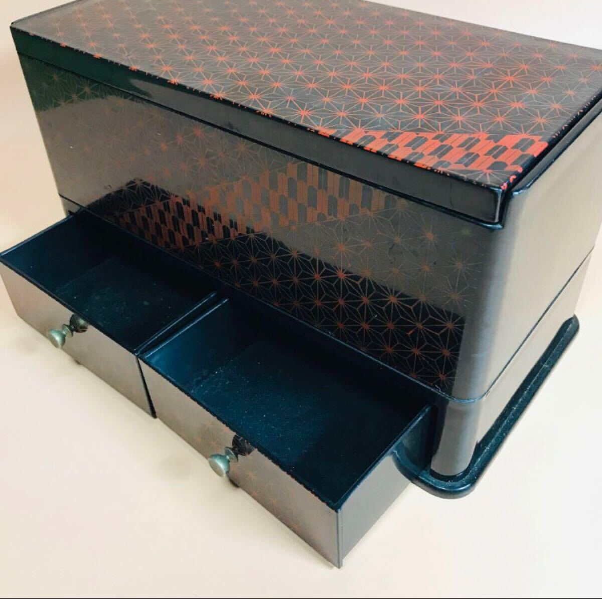和風(fēng)小物入れ　ティッシュボックス　上面內(nèi)蓋は鏡　化粧箱　ミラー　アンティーク