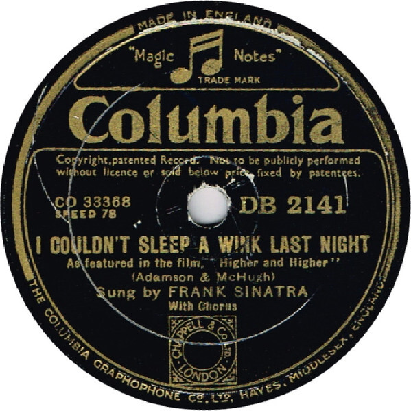 78RPM/SP Frank Sinatra I Couldnt Sleep A Wink Last Night / A Lovely Way To Spend An Evening DB2141 Columbia /00500