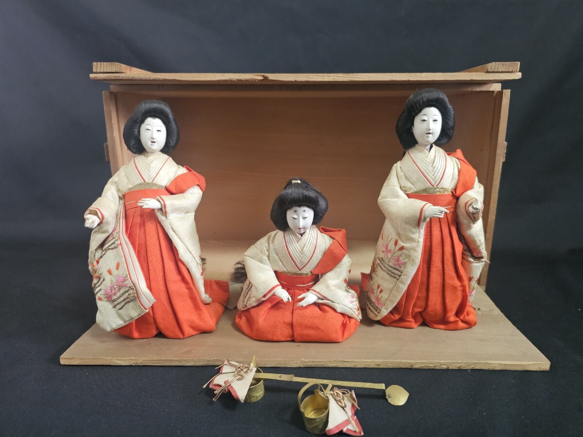 福井県旧家初荷 大極上 三人官女 江戸~明治期 京雛 京人形 日本 福井県旧家初荷 大極上 三人官女 江戸~明治期 京雛 京人形 日本