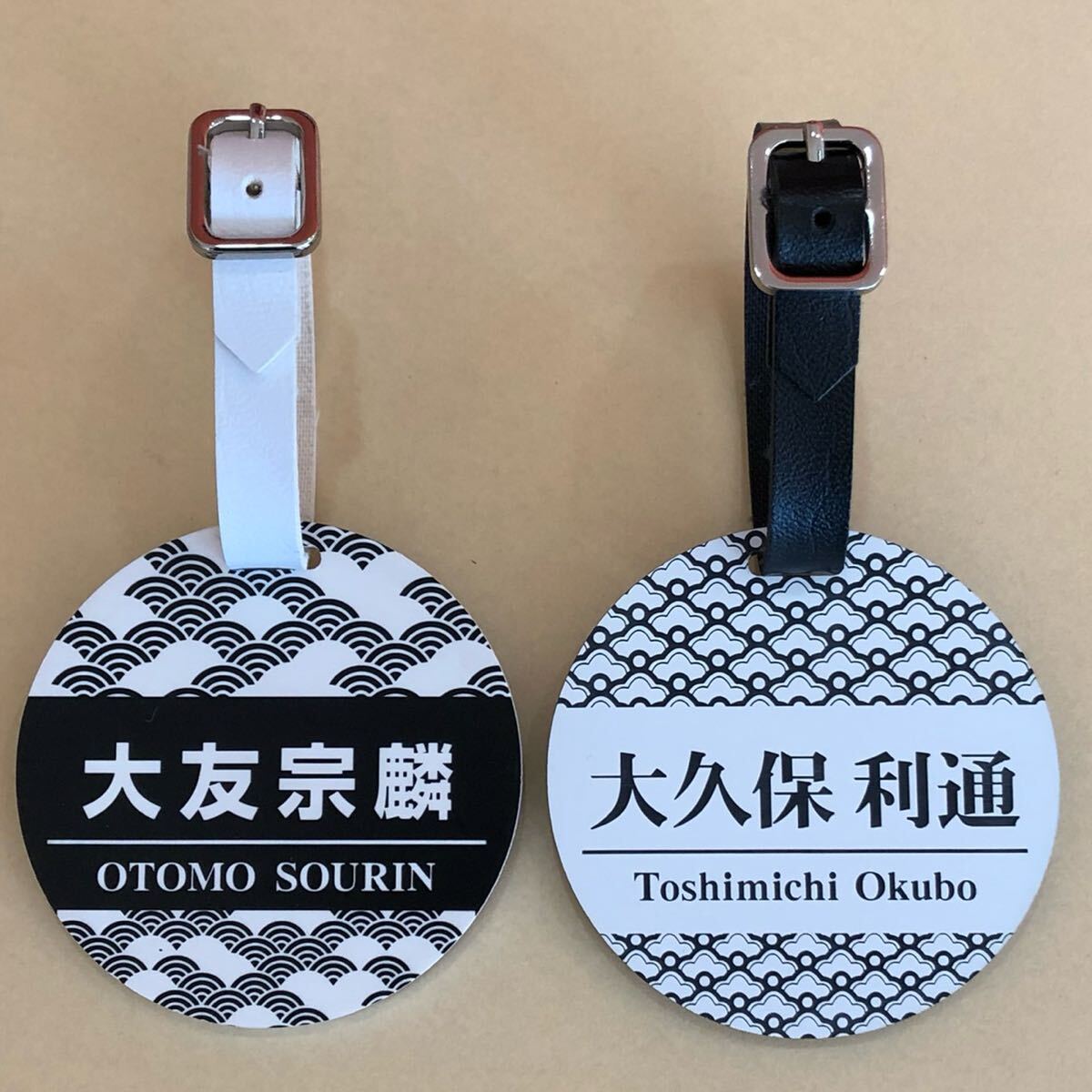 ゴルフ 和柄 ネームタグ ○ネームプレート○白 黒○高級合皮ベルト付
