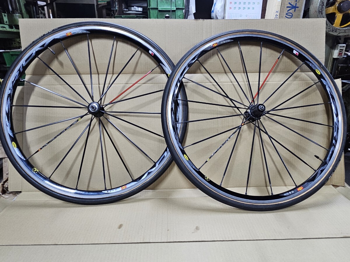 MAVIC初代キシリウムSSCチューブラー タイヤビットリ アラリー8分山付き シマノフリー 古いのになぜか11s入ります クイックなし