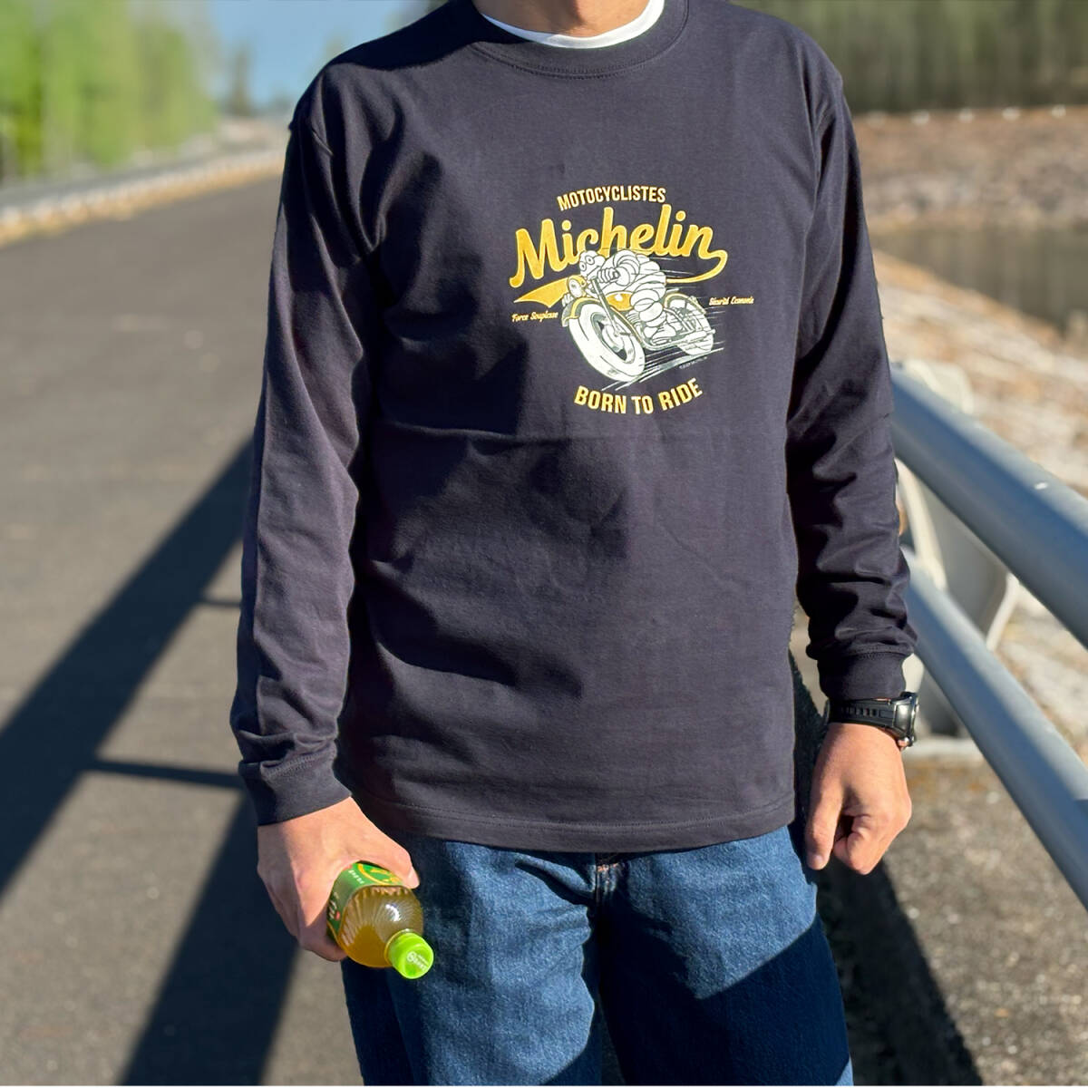 2025 ミシュラン ロングスリーブTシャツ ミシュラン Moto バイクデザイン ロング tシャツ 長袖 ミシュランマン ロゴ Tシャツ バイク柄 L_画像4