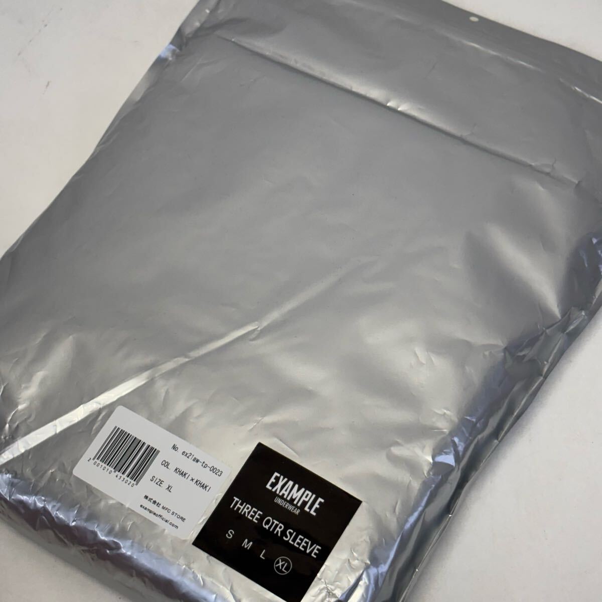 EXAMPLE UNDERWEAR 2PACK THREE QTR SLEEVE イグザンプル アンダーウェア 2パック TEE size XL KHAKI × KHAKI 新品 パックT _画像2