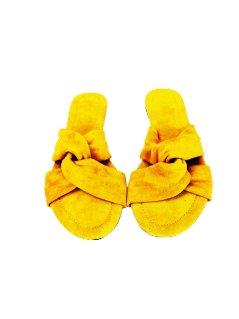 sh0059 ○送料無料 新品 aquagarage アクアガレージ サンダル シューズ サイズ39 24.5cm相当 黄 スウェード調 超軽量 フラット ぺたんこ 靴_画像2