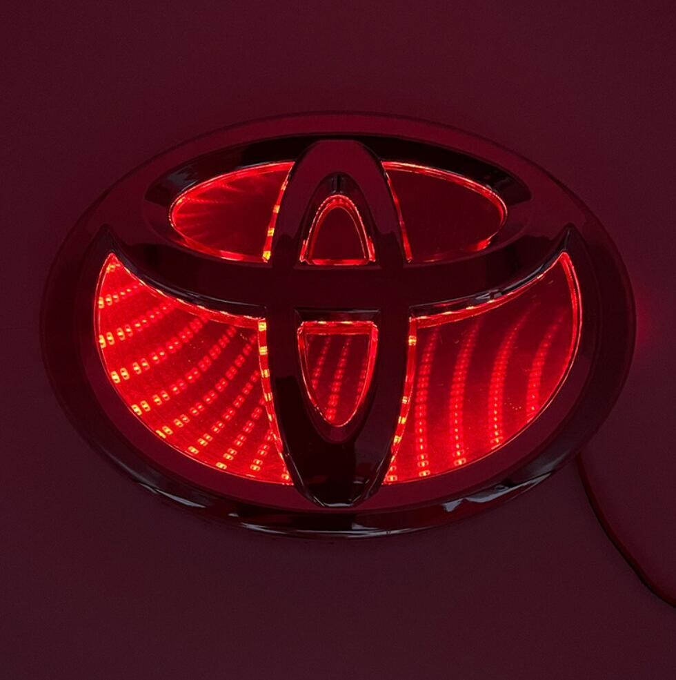 2025昇級(jí)版 トヨタ 3D 高級(jí) LED エンブレム 交換式 130ｍｍ×89ｍｍ★レッド★