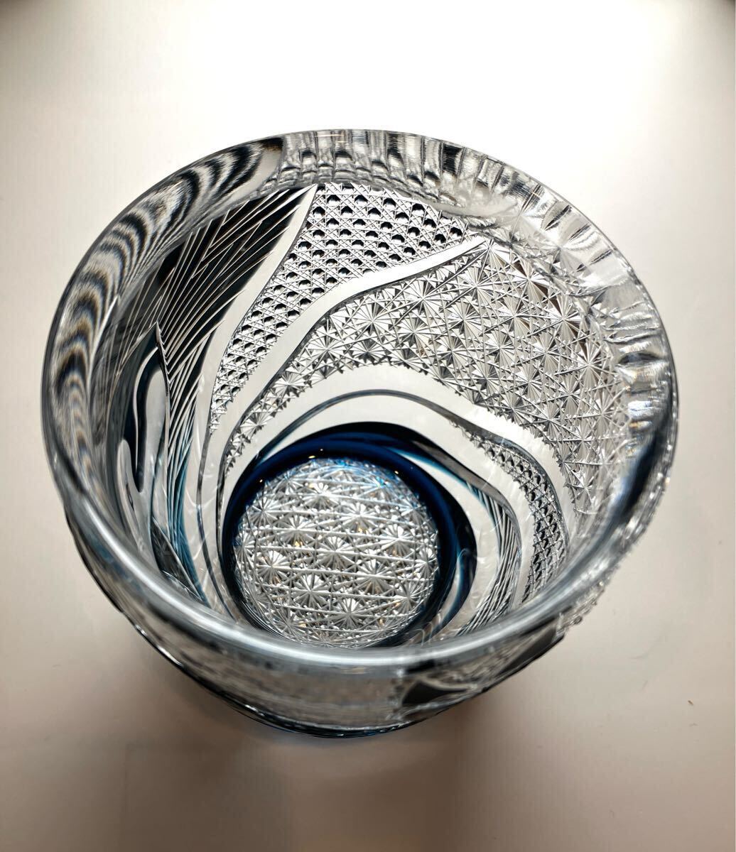 但野英芳　江戸切子　グラス　希少　青 但野英芳 江戸切子 グラス 希少 青 但野英芳 江戸切子 グラス