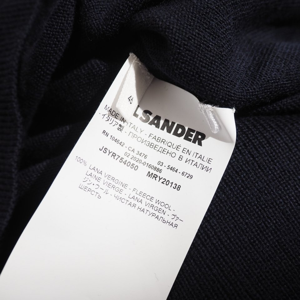 P3250P　▼JIL SANDER ジルサンダー▼　クルーネック ハイゲージ ウールニット ネイビー 46 / JSYR754050 秋～春先 rb mks
