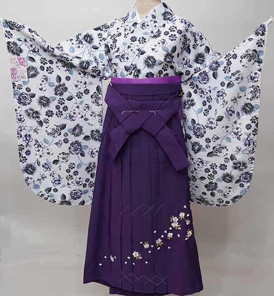  2 сяку рукав кимоно hakama полный комплект Junior для . исправление 135cm~150cm мелкий рисунок рисунок мир . день серый земля hakama модификация возможность церемония окончания новый товар ( АО ) дешево рисовое поле магазин NO41445-02