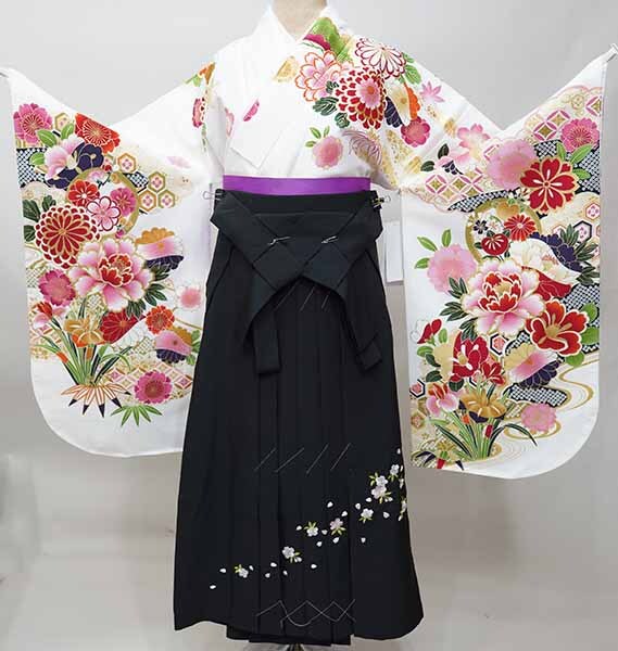  2 сяку рукав кимоно hakama полный комплект Junior для . исправление 135cm~150cm From KYOTO белый земля hakama модификация возможность церемония окончания новый товар ( АО ) дешево рисовое поле магазин NO41466-02