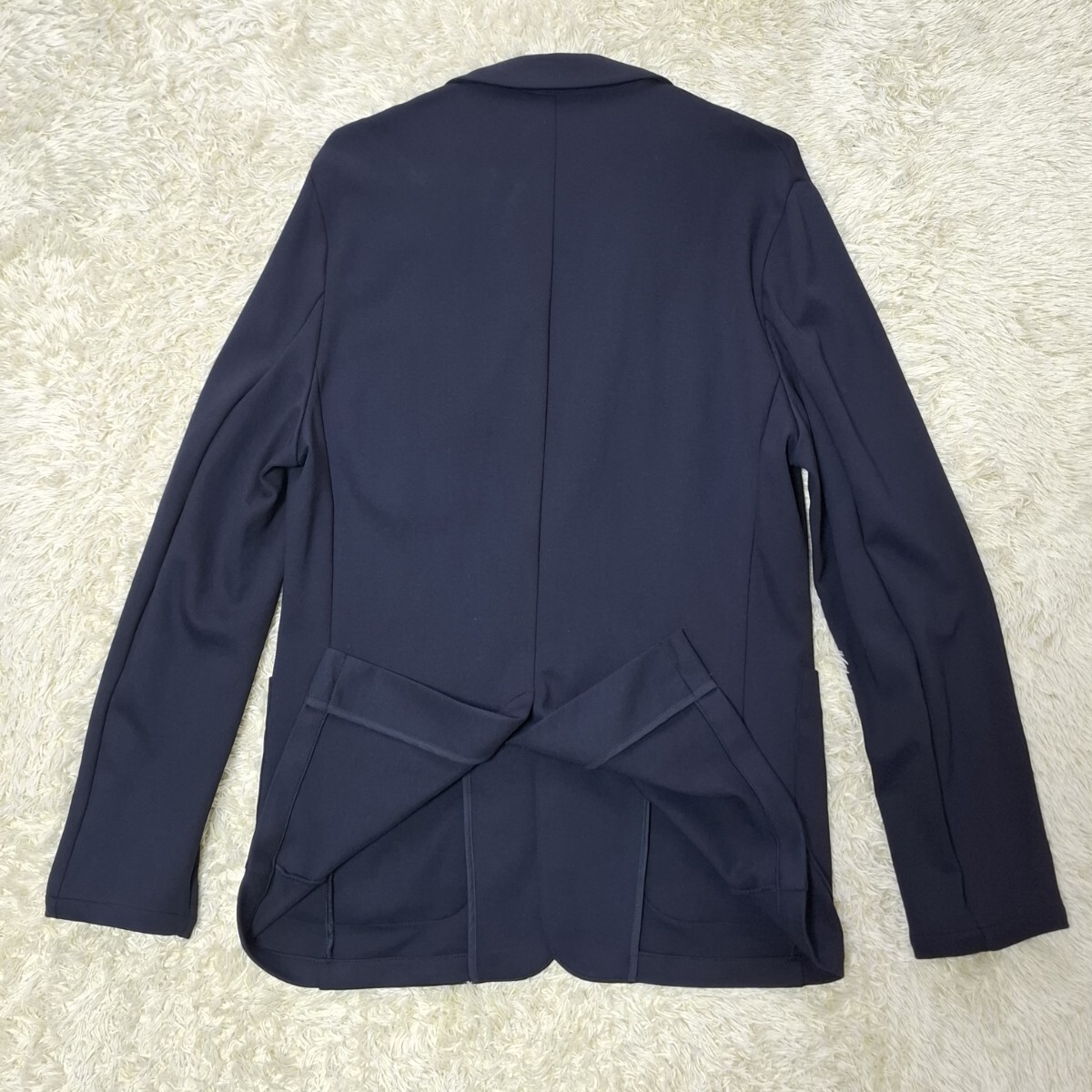ナノ・ユニバース nano・universe テーラードジャケット 無地 ネイビー レーヨン混 ストレッチ アンコン シングル 2B 手洗い済_画像7