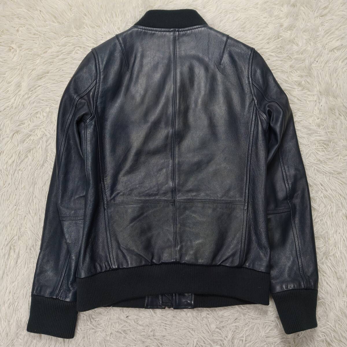 VERTEX & CO. ヴァーテックスアンドコー やぎ革 山羊 レザー サイズ1(S程度) ジャケット ブルゾン ネイビー ダブルファスナー_画像4