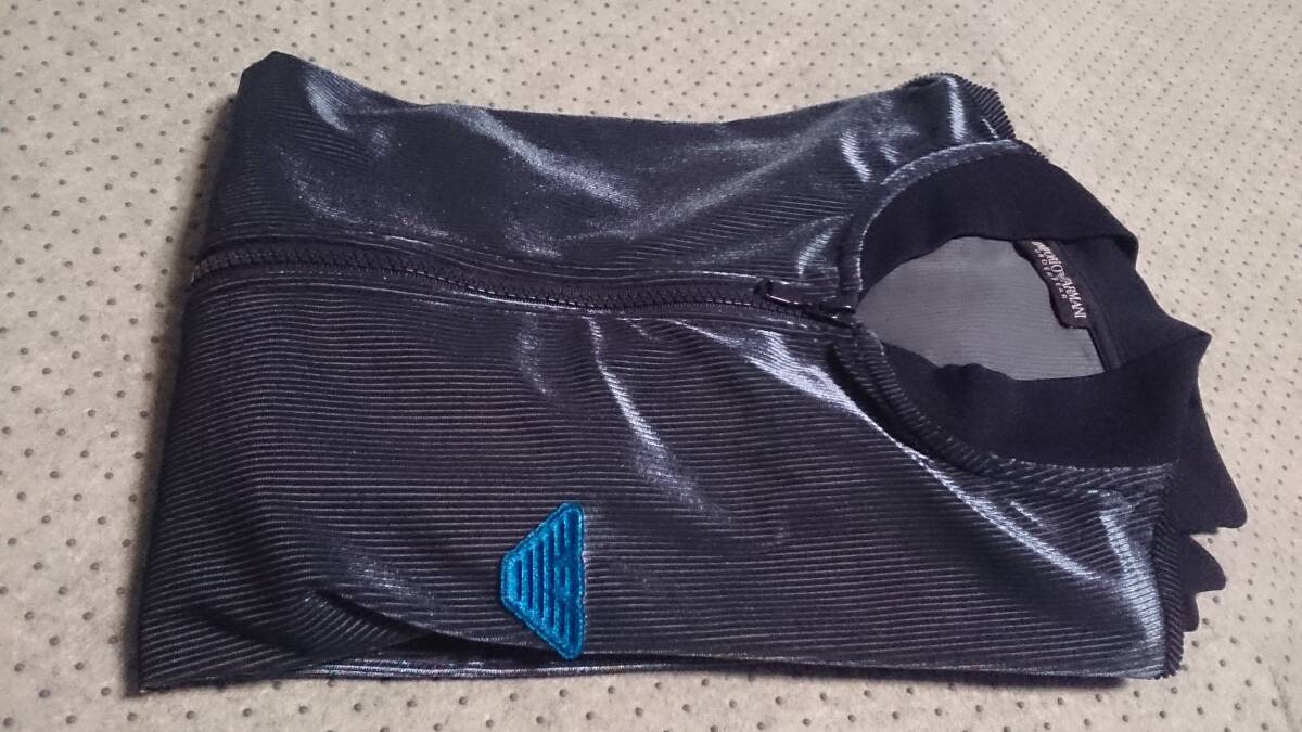 レア 中古 美品 EMPORIO ARMANI UNDERWEAR エンポリオ アルマーニ ホログラム風/光沢 ストライブ ベロア ブルゾン ジャケット S/実質はM位_画像9