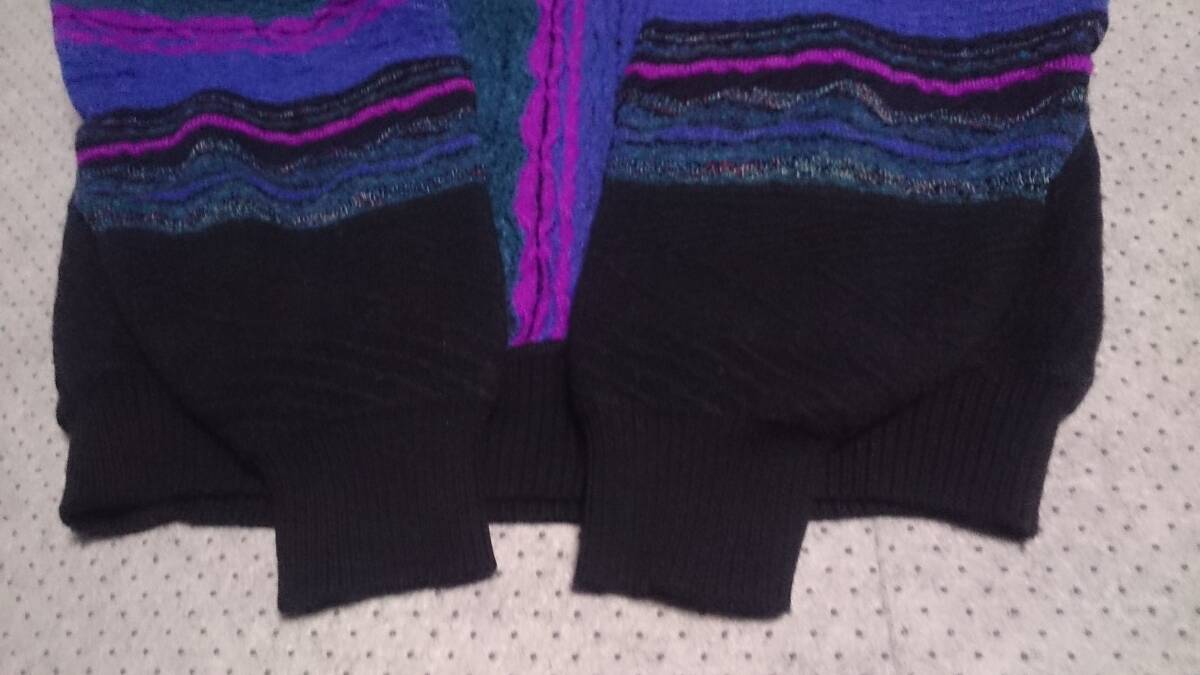 レア 綺麗目 Norm Thompson ノームトンプソン MADE IN USA アメリカ製 奇抜柄/マルチカラー/3D ウール/パイル ニット セーター XL/実質M位_画像4