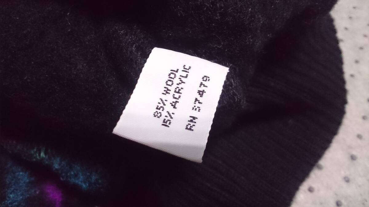 レア 綺麗目 Norm Thompson ノームトンプソン MADE IN USA アメリカ製 奇抜柄/マルチカラー/3D ウール/パイル ニット セーター XL/実質M位_画像5