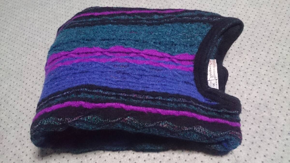 レア 綺麗目 Norm Thompson ノームトンプソン MADE IN USA アメリカ製 奇抜柄/マルチカラー/3D ウール/パイル ニット セーター XL/実質M位_画像8