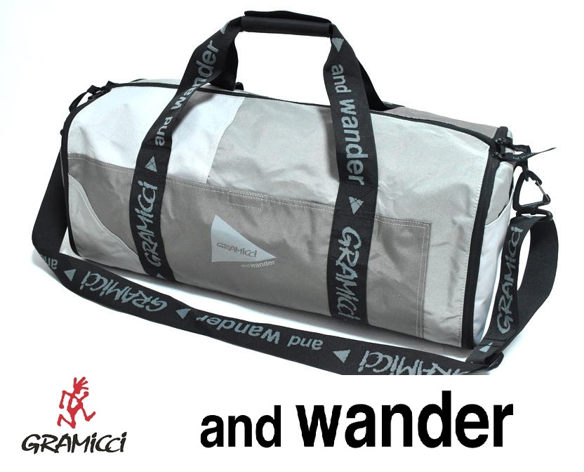 【送料無料】新品 GRAMICCI × and wander マルチ パッチワーク ボストンバッグ グラミチ アンドワンダー グレー系