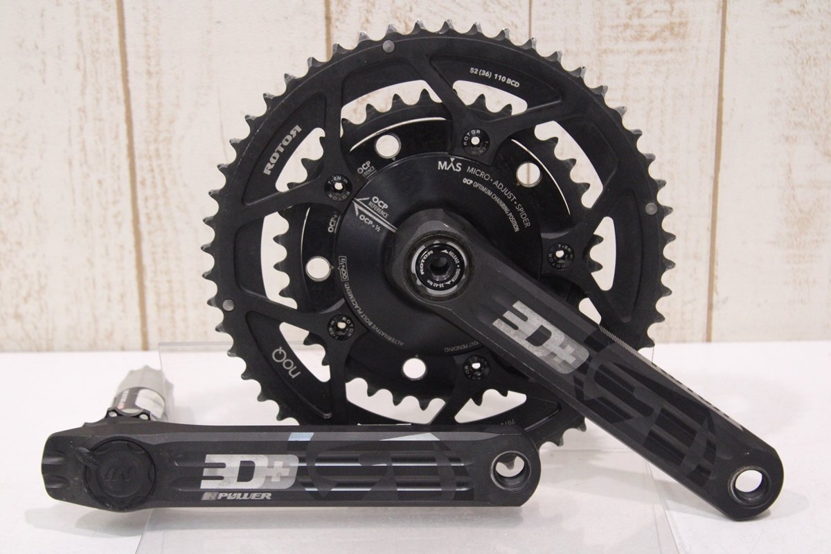 人気 ★ROTOR ダイレクトマウント 両側計測パワーメータークランクセット INPOWER 52/36T 172.5mm noQ 3D+ ローター セット