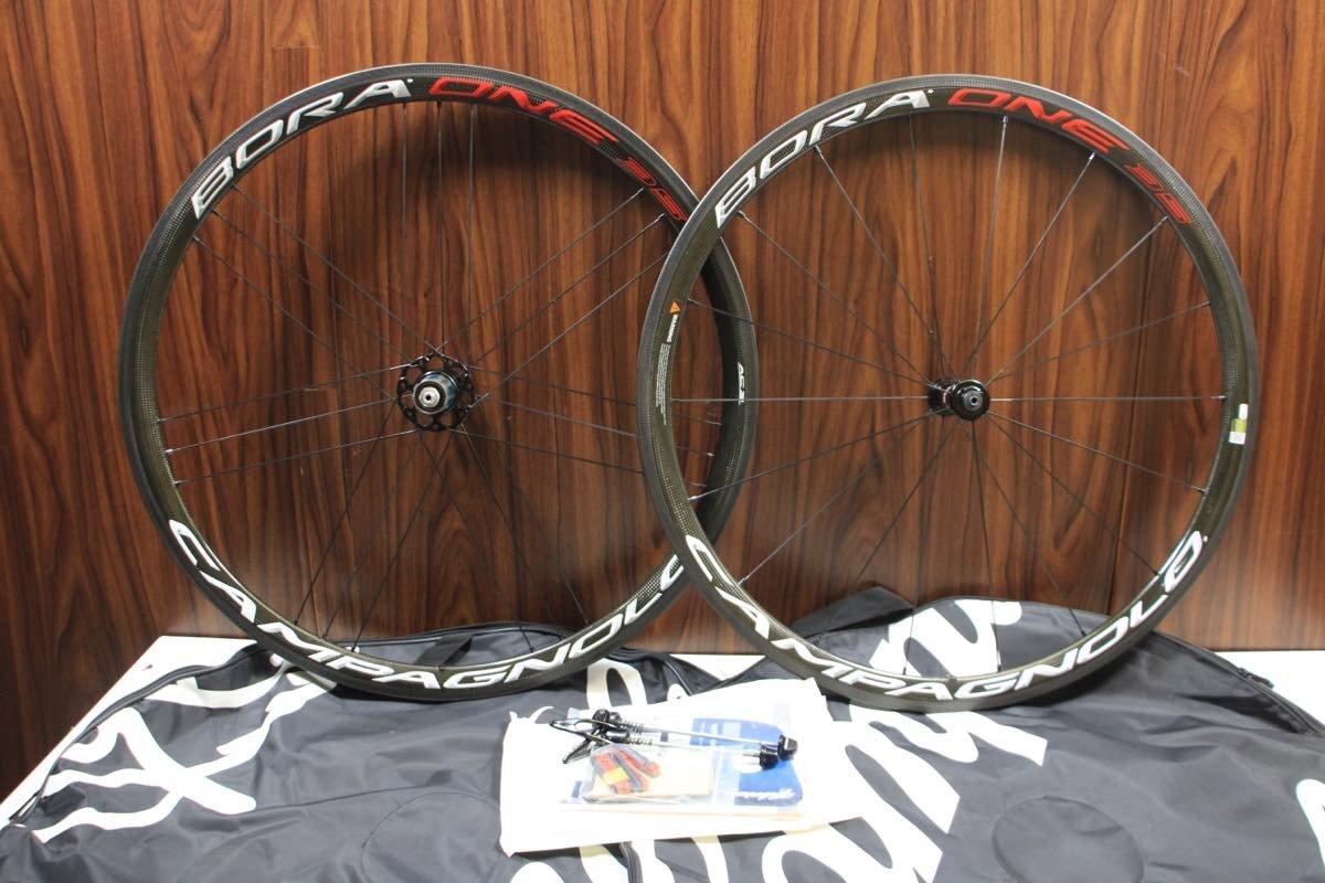 ○Campagnolo カンパニョーロ BORA ONE 35 AC3 RIM シマノフリー 11/12s対応 チューブラー ブライトラベル カーボンホイールセット 美品