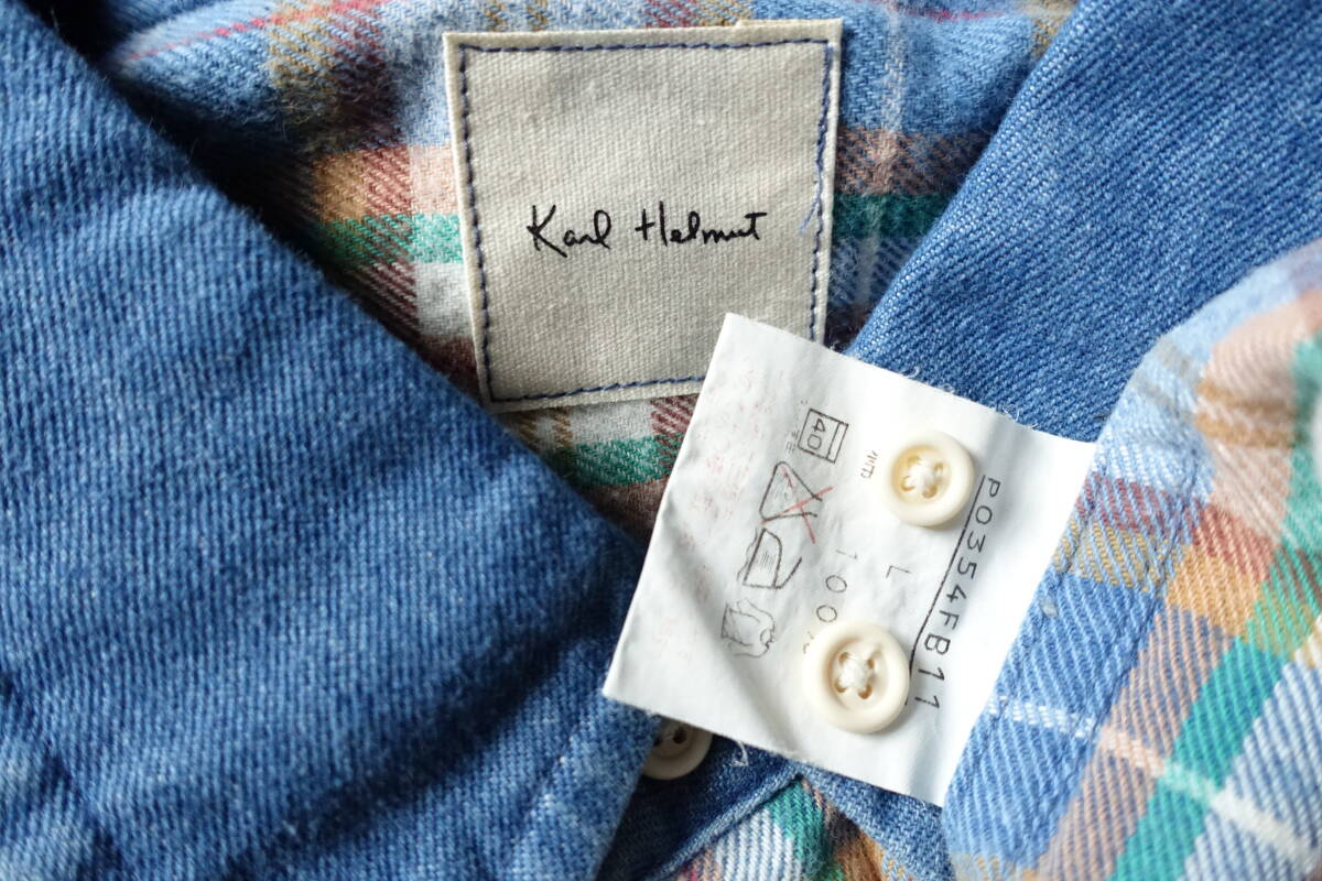 レア Karl Helmut カールヘルム デザイン ネルシャツ L ☆ピンクハウス シャツ