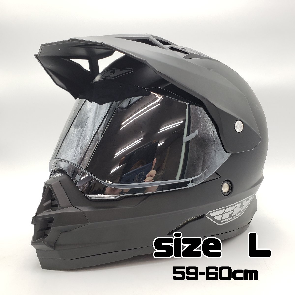 FLYRACING TREKKER オフロード ヘルメット Lサイズ 59-60cm ブラック シールド フライレーシング バイク 現(xiàn)狀品【120n889】