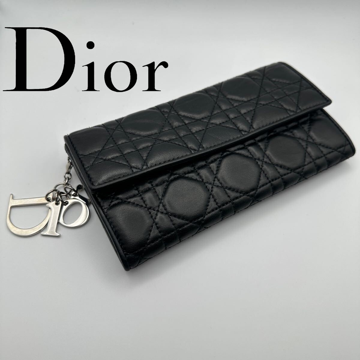 Dior ディオール 長財布 カナージュ フラップウォレットチャーム付き Dior ディオール 長財布 カナージュ フラップウォレットチャーム