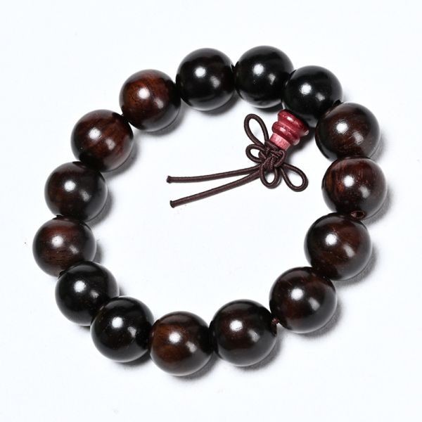 [EasternStar] 海外発送 ラオス レッド ローズウッド ブレスレット お守り 数珠 念珠 木珠 15mm 15玉_画像1