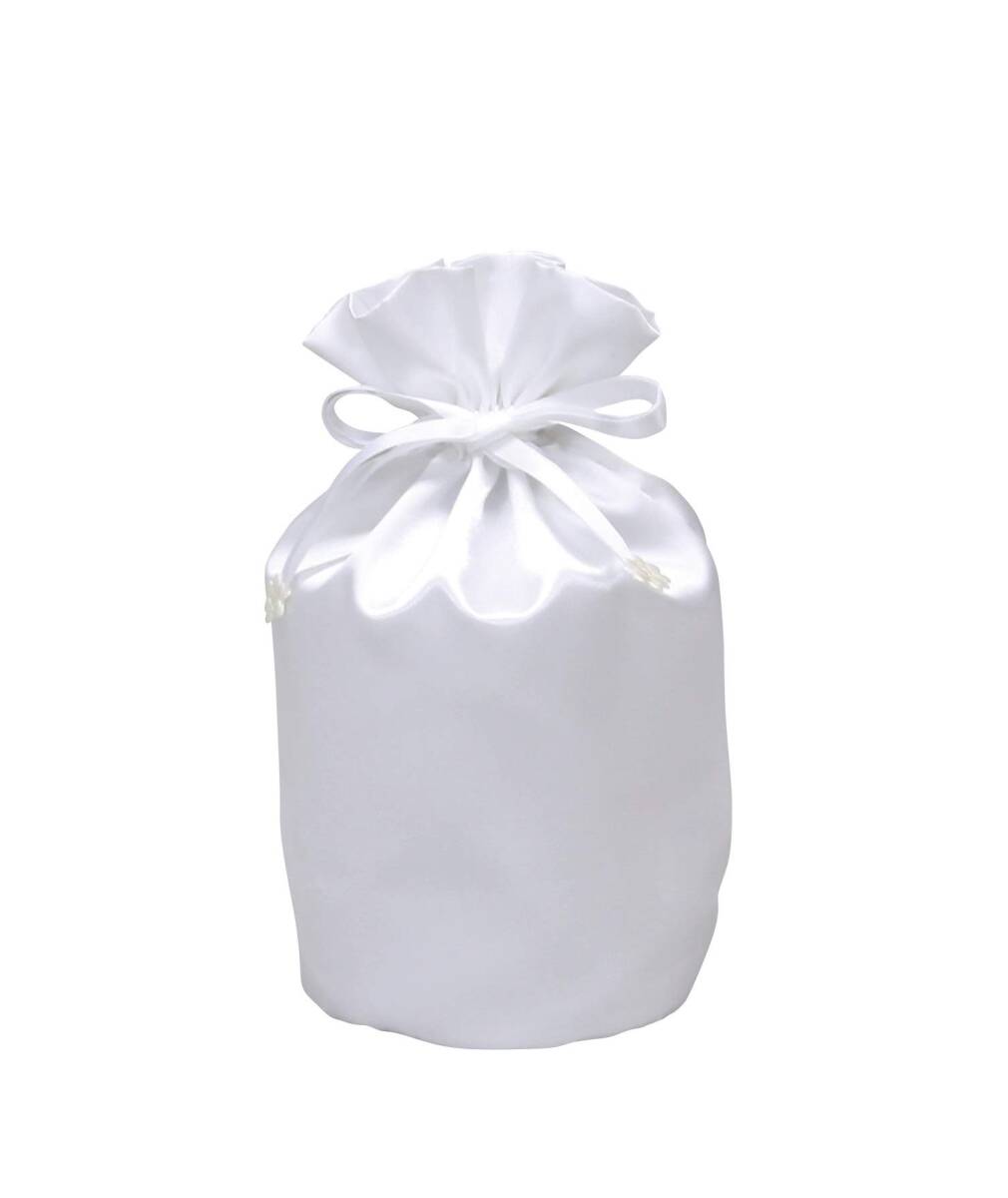 おもいでのあかし 【骨壺 覆い袋】 サテン袋 可愛い 分骨にも最適 着せ替え ホワイト 3寸_画像1