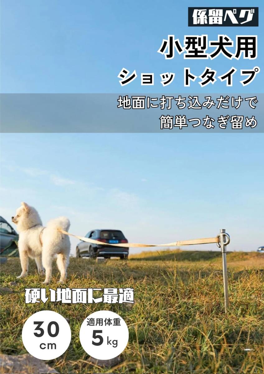キャンピングムーン（CAMPING MOON） 系留用ポール 系留用ペグ ペット 小型犬用 ステンレス鋼420制 30cm 固い地面にも打ち込め