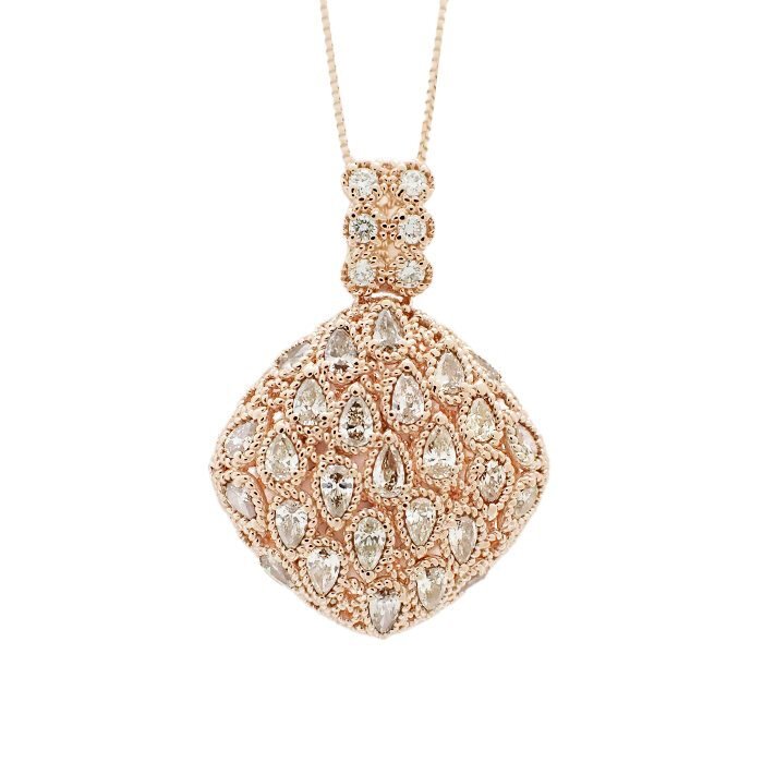 【新品仕上げ済み/SAランク】K18PG ダイヤモンド ネックレス 0.11ct 1.00ct 5.6g ピンクゴールド 18金 ダイヤ ジュエリー アクセアリー