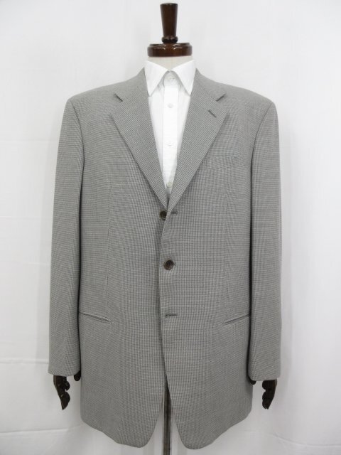【アルマーニコレツィオーニ】F73047661-30 シルク17％混 シングル3ボタン 織柄ジャケット (メンズ) size52R グレー系 伊製 ◯17MJ9988◯