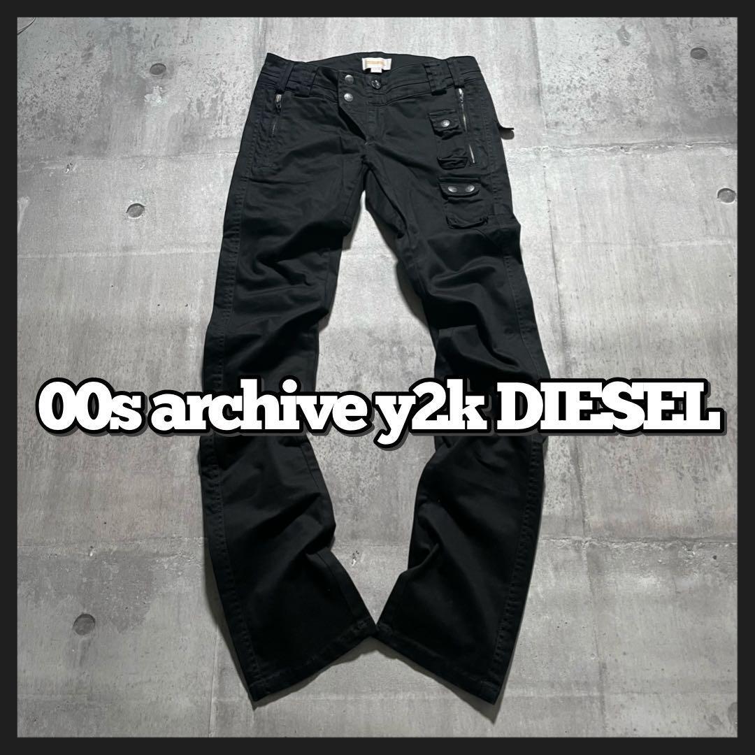 y2k opium DIESEL カーゴパンツ マルチポケット ギミック パンク y2k opium DIESEL カーゴパンツ マルチポケット ギミック パンク
