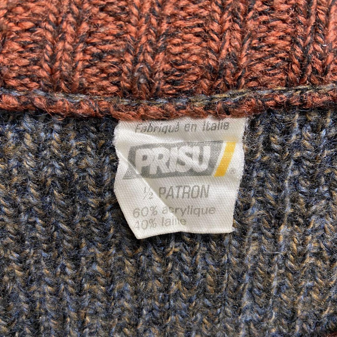 プリス　メンズセーター　ニット　M相当　総柄　冬服　あったか　厚手　【961】_画像7