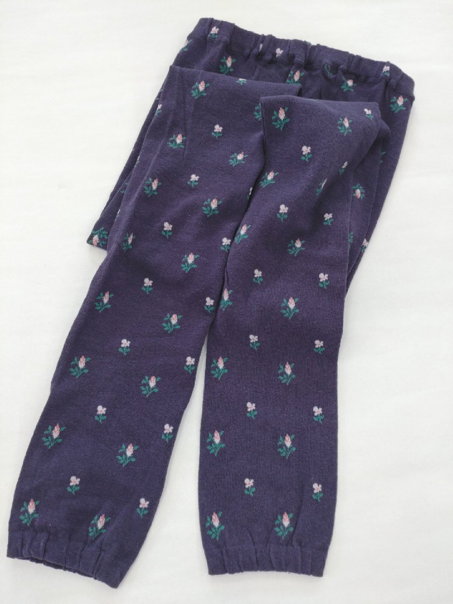 レギンス レディース 小花 総柄 綿混 インナー 10分丈 伸縮 ストレッチ 防寒 春夏 秋冬 LL パープル _画像4