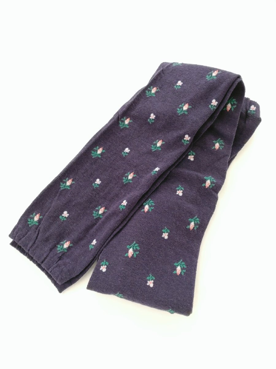 レギンス レディース 小花 総柄 綿混 インナー 10分丈 伸縮 ストレッチ 防寒 春夏 秋冬 LL パープル _画像5